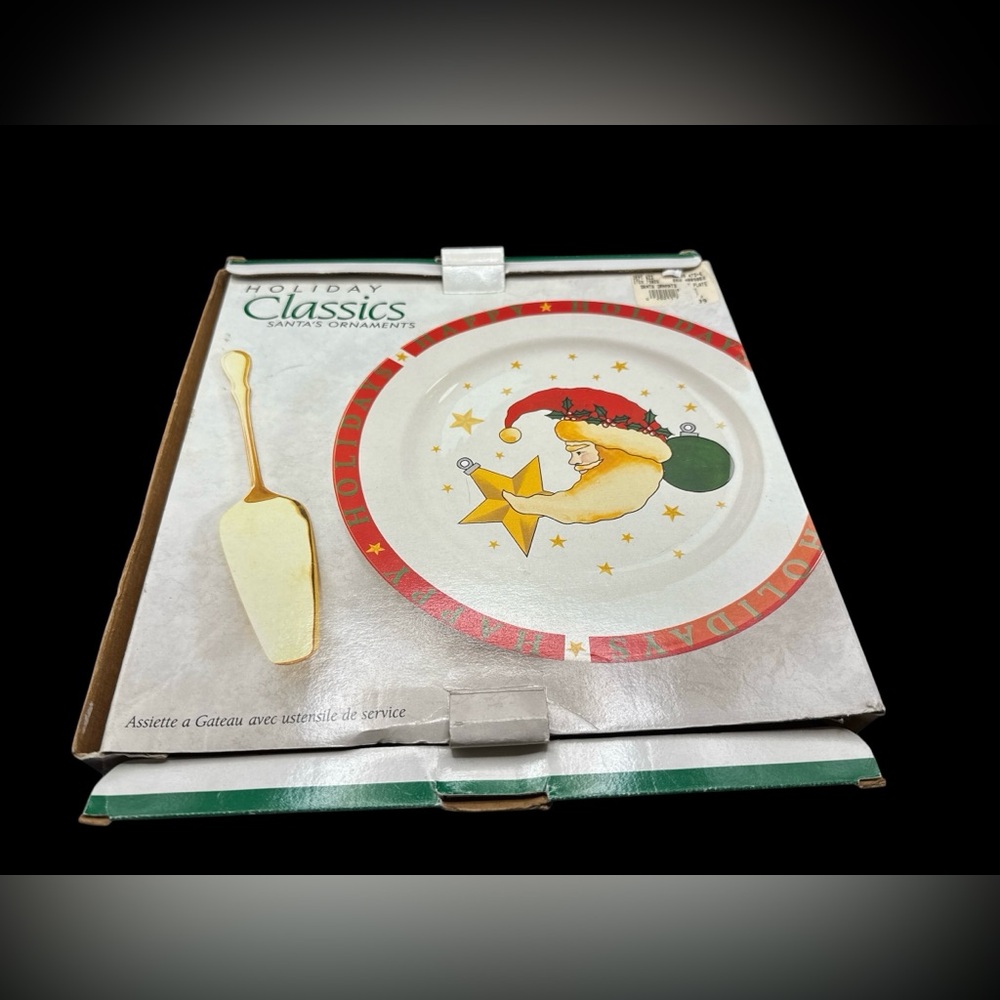Vintage NOS 1990’s Signature House Santa Holiday Cake Plate 11”